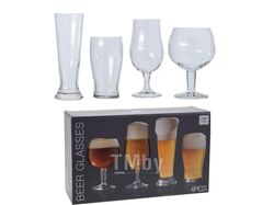 Набор бокалов для пива стеклянных 4 шт. 370/400/450/600 мл в ассортименте (код 100840)
