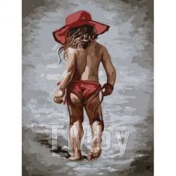 Набор для рисования по номерам, картина 30х40 см "Девочка на пляже" (холст на раме, акрил. краски,3 кисти) MENGLEI 34VP68