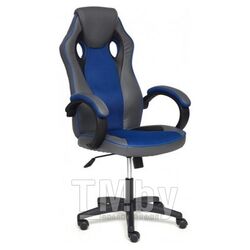 Кресло RACER NEW кож/зам+ткань, металлик синий