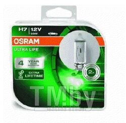 Комплект галогенных ламп 2шт H7 12V 55W PX26D ULTRA LIFE (в 3 раза увеличен срок службы по сравнению со стандартной лампой) OSRAM 64210ULT-HCB