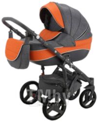Детская универсальная коляска Adamex Avanti Deluxe 2 в 1 (X13, графитовый/оранжевый)