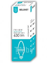 Лампа светодиодная BELSVET LED-М Свеча C37 7W 4000 К E27