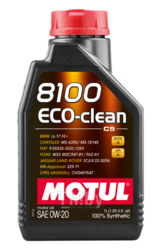 Моторное масло Motul 0W20 (1L) 8100 ECO-CLEAN (ACEA C5, API SN-RC, ILSAC GF-5) 108813