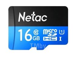 MicroSDHC 16GB Class 10 UHS-I Netac P500 Standard с адаптером