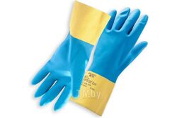 Неопреновые перчатки с хлопковым напылением изнутри, желто-голубые, размер XXL (12 пар в уп.) JETA PRO JNE711/XXL