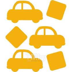 Светоотражающие наклейки "Машинки" 100х85 мм, желтые, пласт. пакет, deVente 9083803