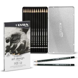 Карандаш чернографитный "ART Design" 6B-4H, 12 шт в металлическом футляре LYRA L1111120