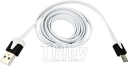 USB кабель универсальный microUSB шнур плоский 1 м белый REXANT 18-4274