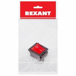 Выключатель клавишный 250V 16А (4с) ON-OFF красный с подсветкой (RWB-502, SC-767, IRS-201-1) Индивидуальная упаковка REXANT 36-2330-1