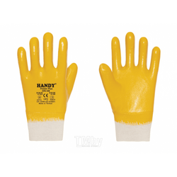 Перчатки с нитриловым покрытием HANDY HN-08, жёлтые, размер 9