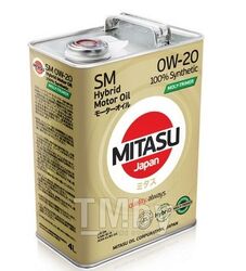 Моторное масло синтетическое MITASU 0W20 4L MOLY-TRiMER HYBRID API SM ILSAC GF-4 ACEA A1 B1-04 MJM024