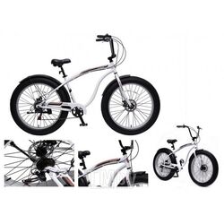 Велосипед Forsage Фэтбайк (рама:алюм.,D колес:26"",7 скоростей, диск. тормоза Tektro перед/зад, покрышки 4"", матер. седла:винил, щитки,белый,New wave) FB26001