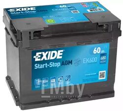 Аккумуляторная батарея 60Ah EXIDE Start&Stop AGM 12V 60AH 680A ETN 0(R+) B13 242x175x190mm 16.3kg EXIDE EK600