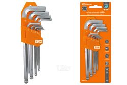 Набор ключей "HEX" 9 шт.: 1.5-10 мм, длинные с шаром, (держатель в блистере), CR-V сталь "Алмаз" TDM SQ1020-0104