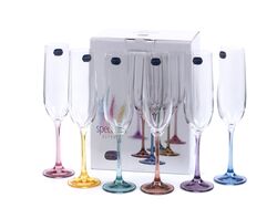 Набор бокалов для шампанского стеклянных декор. "Spectrum" 6 шт. 190 мл Crystalex