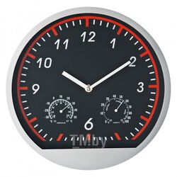 Часы настенные круглые "Bagio" пласт., черный/красный Easy Gifts 306405