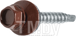 Саморез кровельный 4.8х19 мм цинк, шайба с прокл., PT3, RAL 8017 (100 шт в пласт. конт.) STARFIX (по металлу, цвет шоколадно-коричневый) (SMP2-66086-1