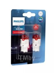 Комплект светодиодных ламп W21/5 12V W21/5 LED красный свет 2шт блистер Philips 11066U30RB2