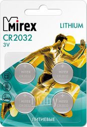 Батарея литиевая Mirex CR2032 3V (4/216/648) Блистер (23702-CR2032-E4)