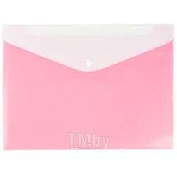 Папка-конверт на кнопке А4 Ice розовая с дополнительным карманом Darvish DV-0377IE-PN