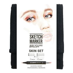 Маркер перм., худ. "Brush Skin Set" двусторонний, набор 12 шт. + сумка-органайзер Sketchmarker SMB-12SKIN