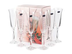 Набор бокалов для шампанского стеклянных "Angela" 6 шт. 190 мл Crystalex