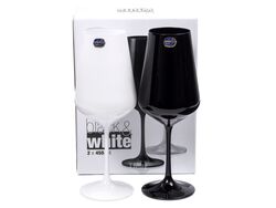 Набор бокалов для вина стеклянных декор. "Sandra Black/White" 2 шт. 450 мл Crystalex