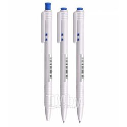 Ручка шариковая автоматическая синий стержень 0,7мм, белый корпус Стамм РШ551