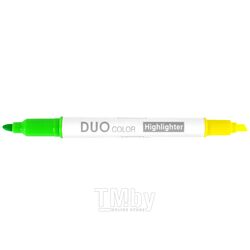 Текстовыделитель DUO двухцветный клиновидный пишущий узел Зеленый+Желтый Hatber HL_059575