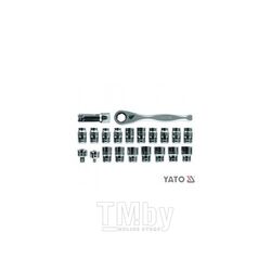 Набор сквозных головок с трещоткой 1/2", 1/4" (21пр) CrV Yato YT-3865