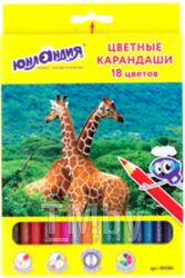 Набор цветных карандашей Юнландия Мир животных / 181384 (18цв)