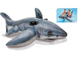 Круг (приспособление) надувной пластмассовый детский с держателями "Акула" 173x107 см INTEX