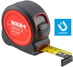 Рулетка 5м/25мм "Protect" M PE 5m (SOLA) (Магнитный наконечник ленты! Очень удобно при измерениях металлических конструкций!)