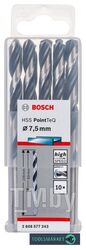Сверло спиральное Bosch HSS PointTeQ 7,5мм DIN 338 (135 град.) по металлу (10 шт.) 2.608.577.243 BOSCH
