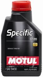 Моторное масло синтетическое MOTUL 5W30 (1L) SPECIFIC 0720 ACEA С4 RN0720 (ФИЛЬТР DPF) MB 226.51 102208