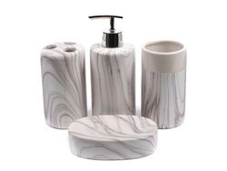 Набор для ванной керамический "Камень" 4 пр.: дозатор для жидкого мыла, подставка для зубных щеток, стакан туалетный, подставка для мыла Belbohemia