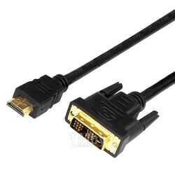 Шнур HDMI - DVI-D, 2м, gold, с фильтрами REXANT 17-6304