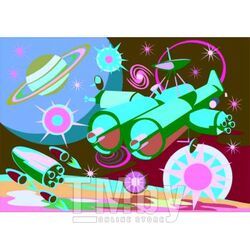 Набор для рисования по номерам, картина 20х28,5 см для малышей ТРАНСПОРТ "Космический корабль" LORI Ркн-101