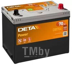 Аккумуляторная батарея 70Ah DETA POWER 12 V 70 AH 540 A ETN 0(R+) B9 266x172x223mm 18.4kg DETA DB704
