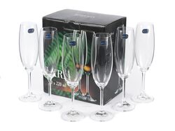 Набор бокалов для шампанского стеклянных "Lara" 6 шт. 220 мл Crystalex