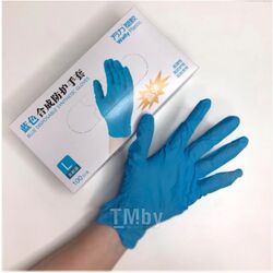 Перчатки одноразовые Wally Plastic (L, 100шт, голубой)