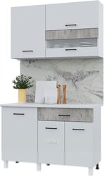 Готовая кухня Горизонт Мебель Trend 1200 (белый эмалит/бетон лайт)