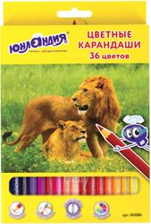 Набор цветных карандашей Юнландия Мир животных / 181386 (36цв)