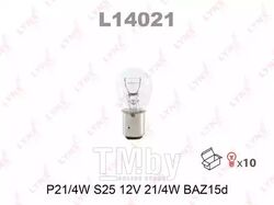 Лампа накаливания P21/4W S25 12V 21/4W BAZ15D LYNXauto L14021