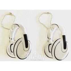 Светоотражающий брелок "Headphones" 42х60 мм, белый, deVente 9082003