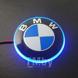 Значок с подсветкой 3D BMW BLUE 8,2см KING