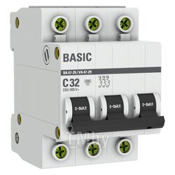 Выключатель автоматический EKF ВА 47-29 3P 32А (С) 4.5кА / mcb4729-3-32C