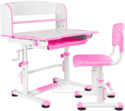 Парта+стул Anatomica Legare с надстройкой и ящиком (белый/розовый)