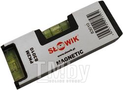 Уровень 140 мм 2 глаз. карманный магнитн., серебро PK2M SLOWIK (быт.) (580 гр м 0.50 мм м магнитный)