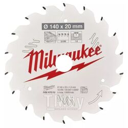 Пильный диск для циркулярной пилы по дереву MILWAUKEE 140x20x1,6x18 4932471310